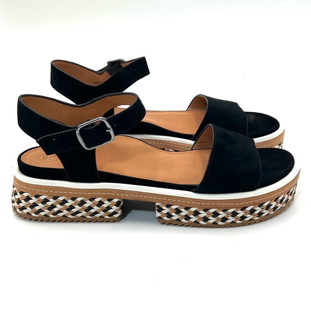 L’Amour Des Pieds Dalaney Platform Tan Black Suede Comfort Ankle Strap Sandals 8 - Picture 5 of 12